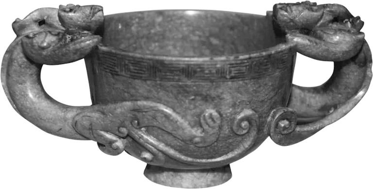 明青玉雙螭耳杯，蘭州晏家坪出土的稀世珍寶