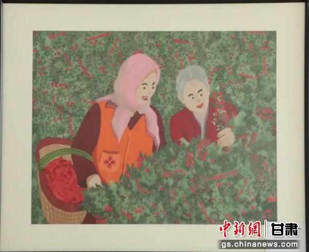 靖遠(yuǎn)縣枸杞種植業(yè)帶動(dòng)10多萬(wàn)農(nóng)民脫貧致富。刺繡 王明風(fēng) 繡稿 胡靜