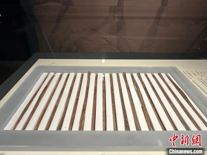 圖為甘肅簡牘博物館展陳的漢簡。中新社記者 戴文昌 攝