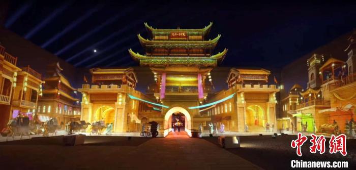 2024年7月15日，甘肅嘉峪關(guān)開啟“夜游”模式。圖為夜游燈光劇《天下嘉峪關(guān)》光影效果。(甘肅嘉峪關(guān)關(guān)城景區(qū)供圖)